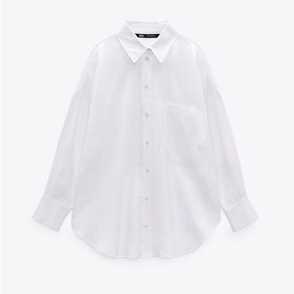 Zara White 100% linen shirt - Picture 6 of 9